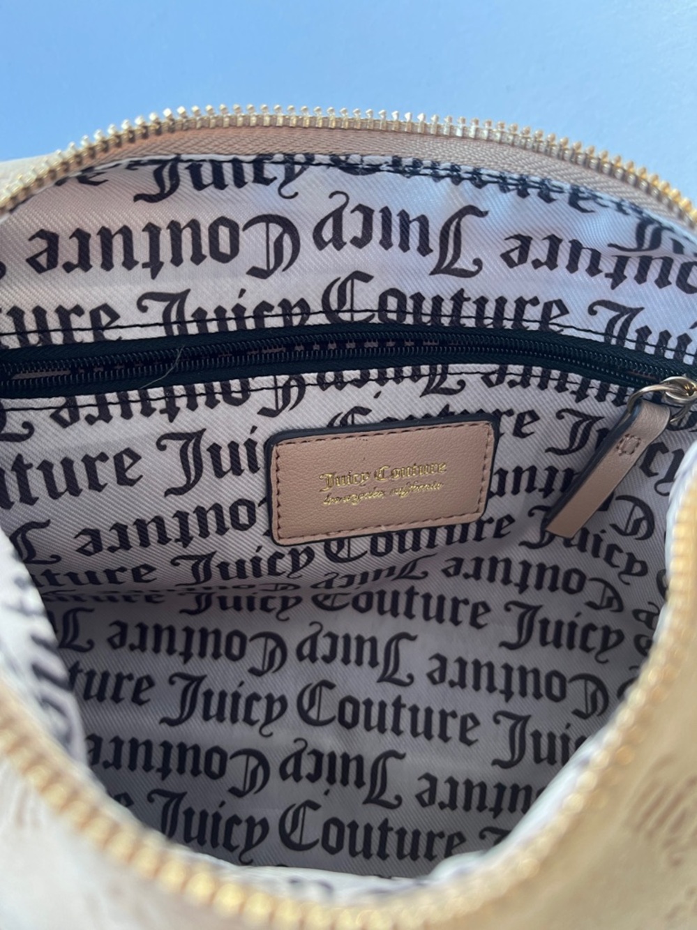 Juicy Couture Camel Suede Hobo Bag with Gold Charm Chain NWT - Picture 7 of 9